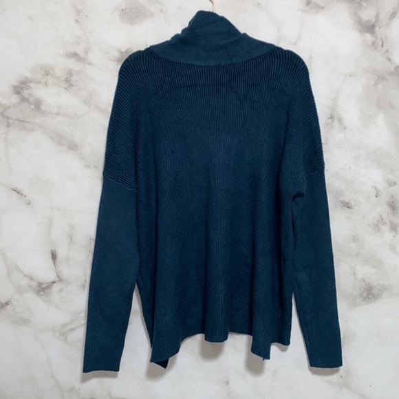Devotion by Cyrus Cowl Neck Ribbed Tunic Sweater - Teal - Picture 7 of 9